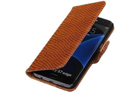 Bookstyle Wallet Case Hoesjes voor Galaxy S7 Edge G935F Bruin