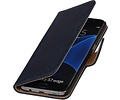 Hout Bookstyle Hoes Geschikt voor de Samsung Galaxy S7 Edge G935F Donker Blauw