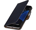 Hout Bookstyle Hoes voor Galaxy S7 Edge G935F D.Blauw
