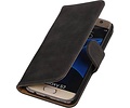 Hout Bookstyle Hoes Geschikt voor de Samsung Galaxy S7 Edge G935F Grijs