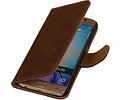 Hout Bookstyle Hoes voor Galaxy S6 G920F Bruin