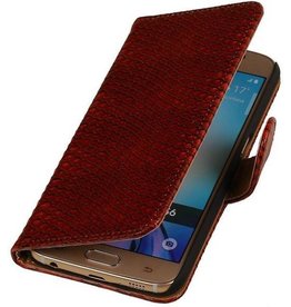 Slang Bookstyle Hoes voor Galaxy S6 G920F Rood