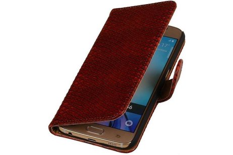 Slang Bookstyle Hoes - Geschikt voor Samsung Galaxy S6 G920F Rood