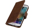 Hout Bookstyle Hoes voor Galaxy S6 Edge G925 Bruin