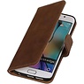 Hout Bookstyle Hoes voor Samsung Galaxy S6 Edge G925 Bruin