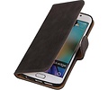 Hout Bookstyle Hoes Geschikt voor de Samsung Galaxy S6 Edge G925 Grijs