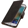 Hout Bookstyle Hoes voor Galaxy S6 Edge G925 Grijs