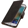 Hout Bookstyle Hoes voor Samsung Galaxy S6 Edge G925 Grijs