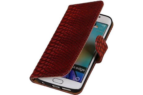 Slang Bookstyle Hoes - Geschikt voor Samsung Galaxy S6 Edge G925 Rood