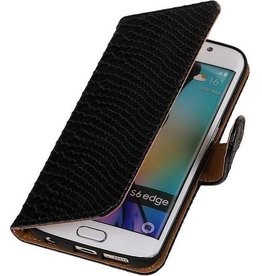 Slang Bookstyle Hoes voor Samsung Galaxy S6 Edge G925 Zwart