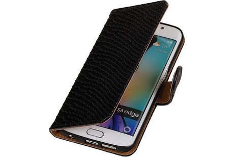 Slang Bookstyle Hoes - Geschikt voor Samsung Galaxy S6 Edge G925 Zwart