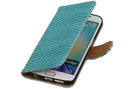 Slang Bookstyle Hoes - Geschikt voor Samsung Galaxy S6 Edge G925 Turquoise