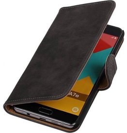 Hout Bookstyle Hoes voor Samsung Galaxy A7 (2016) A710F Grijs