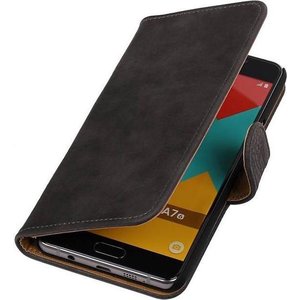 Hout Bookstyle Hoes voor Galaxy A7 (2016) A710F Grijs