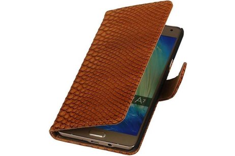 Slang Bookstyle Hoes voor Galaxy A7 Bruin