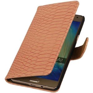 Slang Bookstyle Hoes voor Galaxy A7 Licht Roze