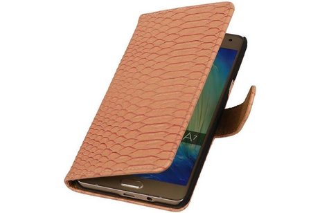 Slang Bookstyle Hoes - Geschikt voor Samsung Galaxy A7 Licht Roze