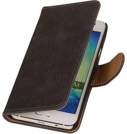 Hout Bookstyle Hoes voor Samsung Galaxy A3 Grijs