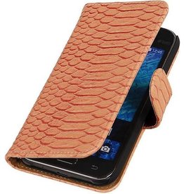 Slang Bookstyle Hoes voor Samsung Galaxy J1 J100F Licht Roze