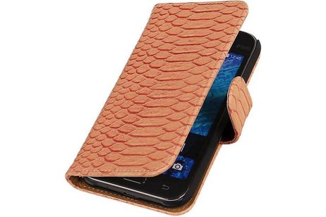 Slang Bookstyle Hoes - Geschikt voor Samsung Galaxy J1 J100F Licht Roze