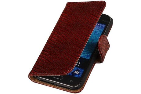 Slang Bookstyle Hoes - Geschikt voor Samsung Galaxy J1 J100F Rood