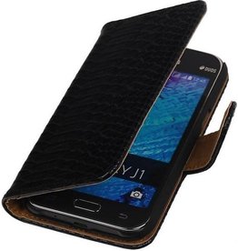 Slang Bookstyle Hoes voor Galaxy J1 J100F Zwart