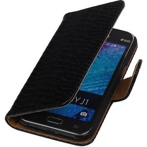 Slang Bookstyle Hoes - Geschikt voor Samsung Galaxy J1 J100F Zwart