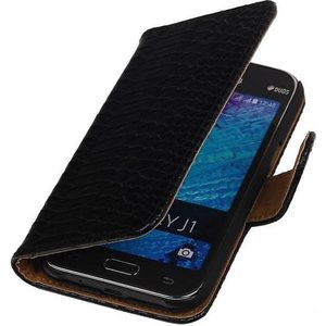 Slang Bookstyle Hoes voor Galaxy J1 J100F Zwart