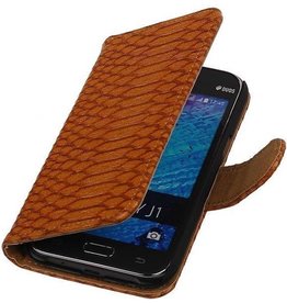 Slang Bookstyle Hoes voor Galaxy J1 J100F Bruin