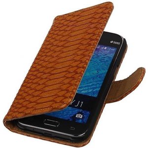 Slang Bookstyle Hoes - Geschikt voor Samsung Galaxy J1 J100F Bruin