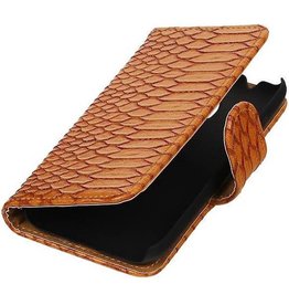 Slang Bookstyle Hoes voor Samsung Galaxy J1 mini (2016) J105F Bruin