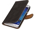 Hout Bookstyle Hoes Geschikt voor de Samsung Galaxy J5 Grijs