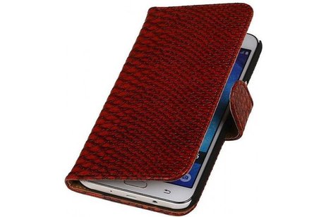 Slang Bookstyle Hoes voor Galaxy J5 Rood