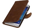 Hout Bookstyle Hoes Geschikt voor de Samsung Galaxy J7 Bruin