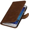 Hout Bookstyle Hoes voor Galaxy J7 Bruin