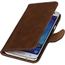 Hout Bookstyle Hoes voor Samsung Galaxy J7 Bruin