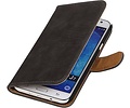 Hout Bookstyle Hoes Geschikt voor de Samsung Galaxy J7 Grijs