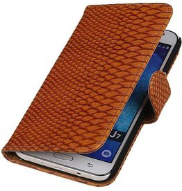 Slang Bookstyle Hoes voor Samsung Galaxy J7 Bruin