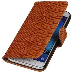 Slang Bookstyle Hoes - Geschikt voor Samsung Galaxy J7 Bruin