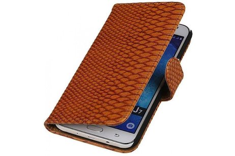 Slang Bookstyle Hoes - Geschikt voor Samsung Galaxy J7 Bruin