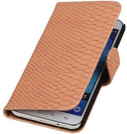Slang Bookstyle Hoes voor Samsung Galaxy J7 Licht Roze