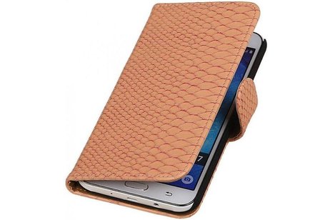 Slang Bookstyle Hoes - Geschikt voor Samsung Galaxy J7 Licht Roze