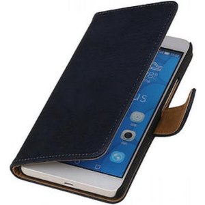 Hout Bookstyle Hoes Geschikt voor de Samsung Galaxy J7 Donker Blauw