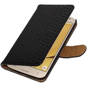 Slang Bookstyle Hoes voor Galaxy J1 (2016) J120F Zwart