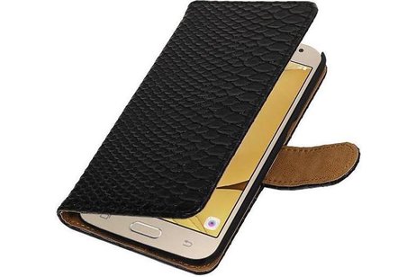 Slang Bookstyle Hoes voor Galaxy J1 (2016) J120F Zwart