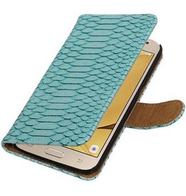 Slang Bookstyle Hoes voor Galaxy J1 (2016) J120F Turquoise