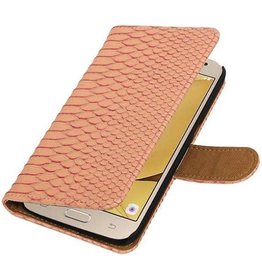 Slang Bookstyle Hoes voor Samsung Galaxy J1 (2016) J120F Licht Roze