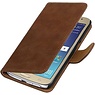 Hout Bookstyle Hoes voor Samsung Galaxy J2 (2016 ) J210F Bruin