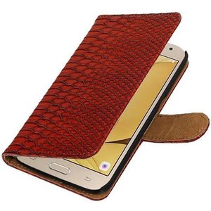 Slang Bookstyle Hoes - Geschikt voor Samsung Galaxy J2 (2016 ) J210F Rood