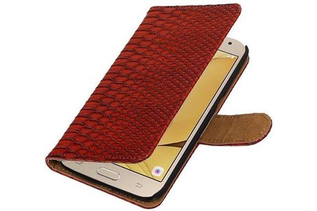 Slang Bookstyle Hoes voor Galaxy J2 (2016 ) J210F Rood